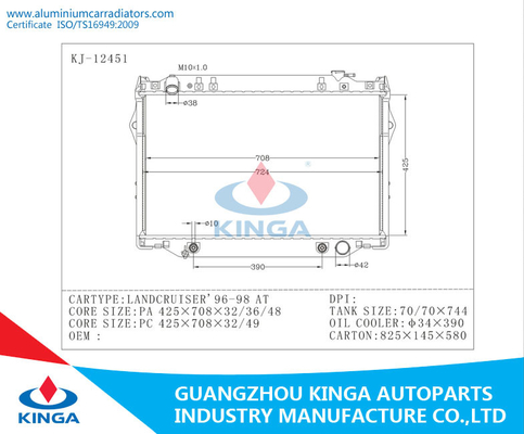 Radiadores verticales LANDCRUISER 96 - 98 de Toyota EN PA y la PC 32m m/36m m/48m m/49m m proveedor