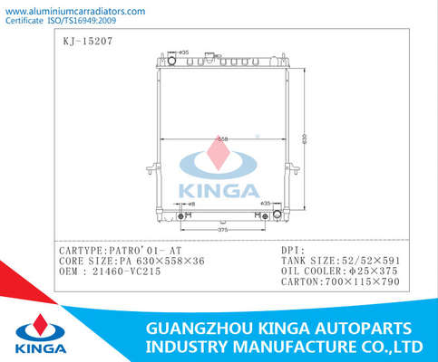 OEM 21460 de Nissan - PA de aluminio auto 36m m de los radiadores PATRO 01 del coche VC215 EN proveedor