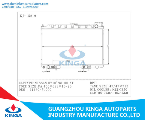 Radiadores de acero para NISSAN HV10 98 - 00 OEM 21460 - 5U000 EN PA16mm/26m m proveedor