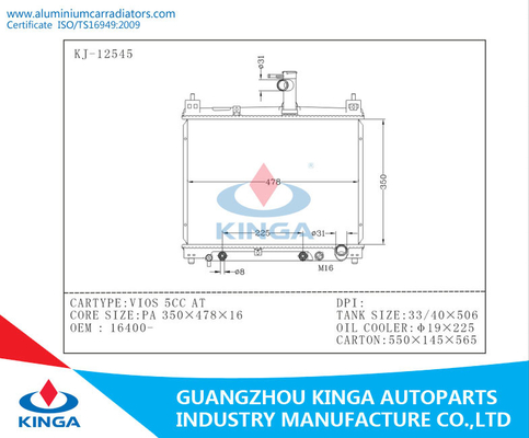 Radiadores de acero de las piezas de automóvil para OEM 16400 de Toyota VIOS 5CC - EN proveedor