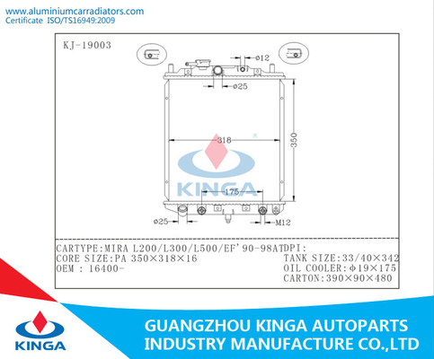 Radiador elegante del arrabio de los radiadores L200/L300/L500/EF-90-98 de DAIHATSU MIRAL proveedor