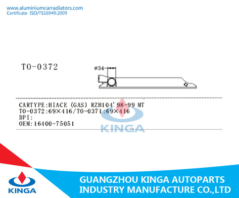 Rendimiento del tanque del gas RZH104 '98-99 de Totota Hiace de los ajustes alto de la reparación plástica del radiador proveedor