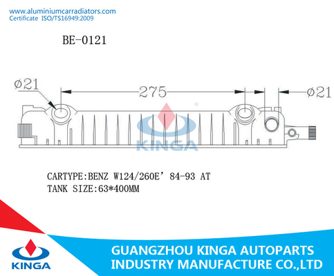 Tamaño correcto de BMW W201/260E'84-93 63*400 del tanque del radiador para la venta proveedor