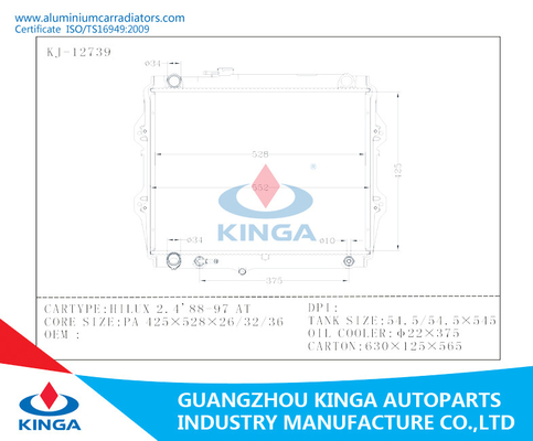 Radiadores clásicos del coche del PA 16/32/36 para HILUX2.4'88-97 EN proveedor