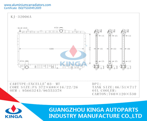 CHEVROLET EPICA 02 - EN OEM de aluminio 96278702/96328702 G.M.C de los radiadores del coche proveedor