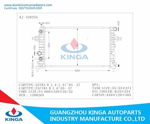 Radiadores de aluminio del alto rendimiento de OPEL para ASTRA H1.4/1.8I '04 EN proveedor