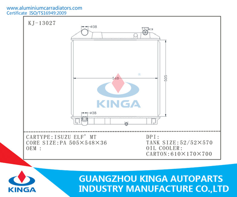 Radiador de aluminio refrigerado por agua profesional para el DUENDE PA36 de ISUZU proveedor