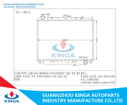 Radiador del motor automotriz para la TA del AMIGO/del RODEO/del PASAPORTE '98-99 de ISUZU proveedor