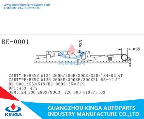 Reparación plástica 124 del tanque del radiador izquierdo negro Benz 500 2803/9003 W124/230E'84-93 EN proveedor