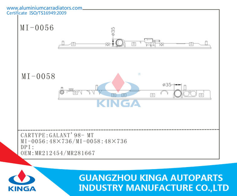 Reemplazo plástico del tanque del radiador MR212454/MR281667 para Mitsubishi GLANT 1998 proveedor
