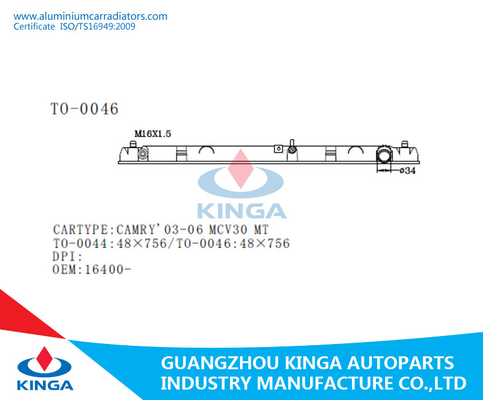 El tanque plástico de Raidator de la dureza fuerte para Toyota Camry 03-06 Mcv 30 Mt proveedor