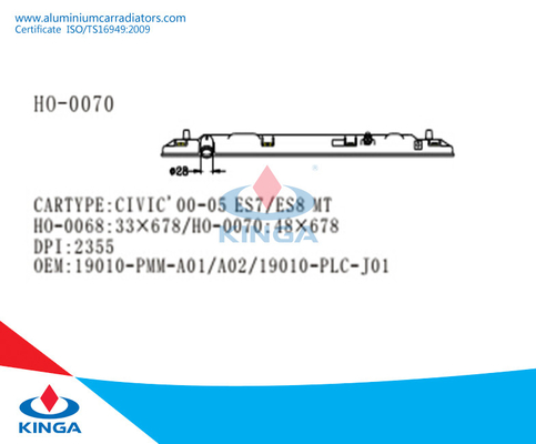 Reemplazo plástico inferior del tanque de Raidator para Honda Civic 01-05 OEM 19010-PMM-A01/A02/19010-PLC-J01 de ES7/de ES8 Mt proveedor