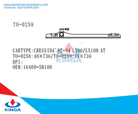 El tanque superior del radiador para Toyota Cressida'92-94 LX90/LX100 en el OEM: 16400-5B100 proveedor