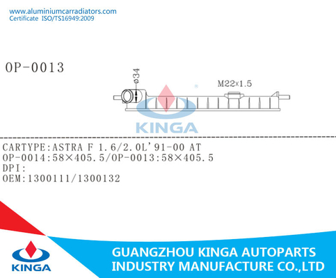 El tanque auto del radiador de la botella del radiador de la TA de Opel ASTRA F 1.6/2.0L'91-00 del mercado de accesorios parte proveedor