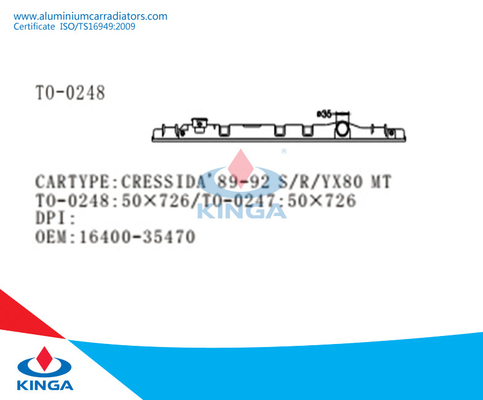 Reemplazo superior del tanque del radiador para Toyota Cressida ‘89-92 S/R/YX80 en PA66+GF30 proveedor