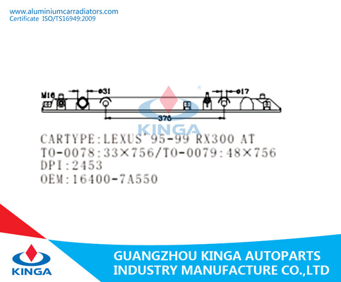 el tanque plástico del extremo del radiador del OEM 16400-7A550 del tanque del radiador auto de r TOYOTA LEXUS'95-99 RX300 proveedor