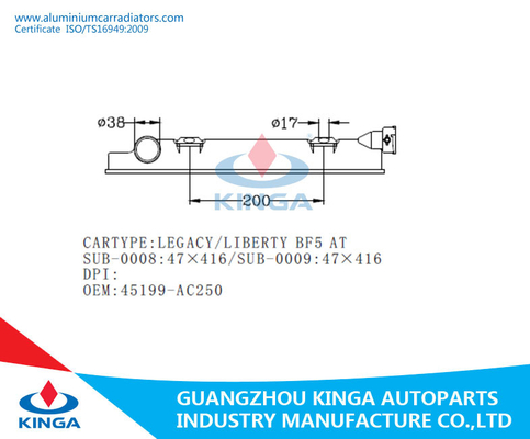 el tanque plástico del radiador del OEM 45199-AC250 de los 47*416MM para SUBARU LEGACY/LIBERTY BF5 EN proveedor
