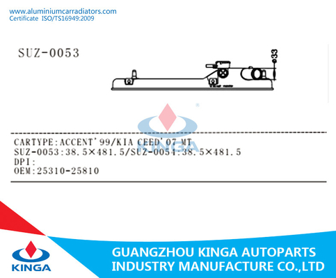 Talla 38.5×481.5 plástica 2007 del negro del tanque del radiador auto de KIA CEED AR-1032 milímetro proveedor