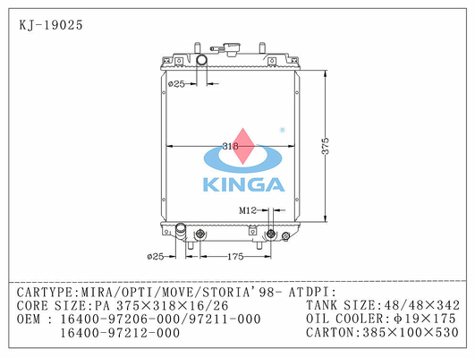 Radiadores de aluminio del coche del hardware de DAIHATSU para MIRA/OPTI/MOVIMIENTO/STORIA '98 proveedor